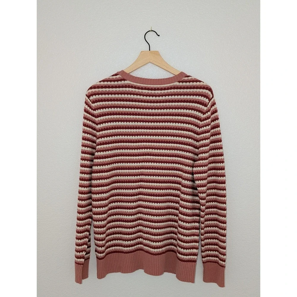Croft & Barrow Womens Large Pink Striped Crew Neck‎ Sweater